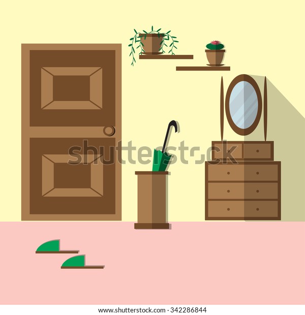 Modern Interior Hallway Mirror Door Shelves Stock Vector Royalty