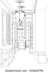 Modern interior hand drawing