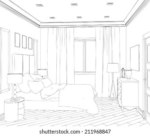 Modern interior hand drawing