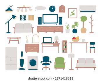 Modern interior illustration material set