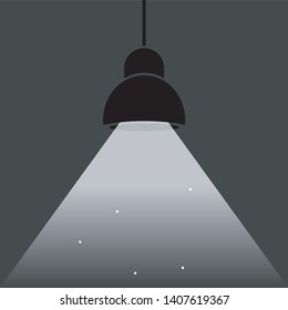 Modern interior lamp with light ray. Flat vector background fot text or logotype.