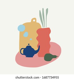 Modern Interior  poster. Abstraction food illustration. Restaurant, cafe and kitchen vector illustrations
