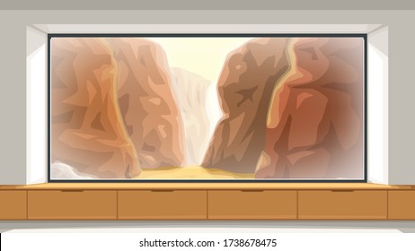 modern interior room canyon view