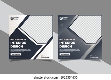 Modern interior social media post template Premium Vector