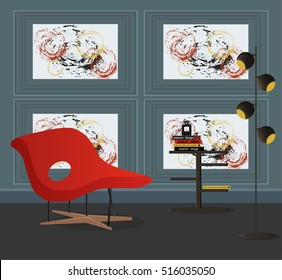Modern interior Vector. Home decoration design of a living room for web site, print, poster, presentation, infographic. Flat design illustration 