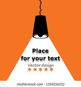 Modern interior. Vector Isolated Lamp. Lamp bulb Icon. Place for your text. 