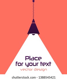Modern interior. Vector Isolated Lamp. Lamp bulb Icon. Place for your text on yellow, pink background vector