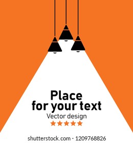 Modern interior.Vector Isolated Lamp.Lamp bulb Icon.Place for your text.