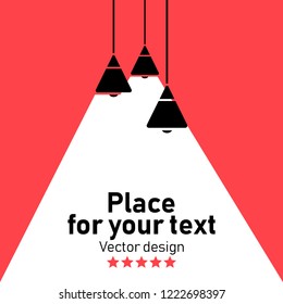 Modern interior.Vector Isolated Lamp.Lamp bulb Icon.Place for your text.