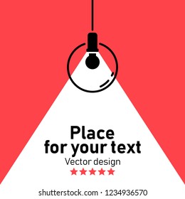Modern interior.Vector Isolated Lamp.Lamp bulb Icon.Place for your text.