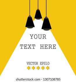 Modern interior.Vector Isolated Lamp.Lamp bulb Icon.Place for your text.
