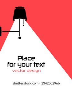 Modern interior.Vector Isolated Lamp.Lamp bulb Icon on pink background.Place for your text