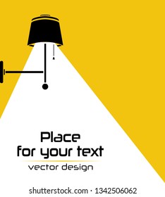 Modern interior.Vector Isolated Lamp.Lamp bulb Icon.Place for your text on yellow background