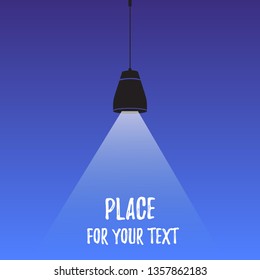 Modern interior.Vector Isolated Lamp.Lamp bulb Icon.Place for your text on blue background