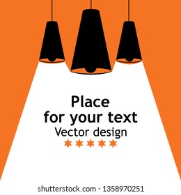 Modern interior.Vector Isolated Lamp.Lamp bulb Icon.Place for your text. 