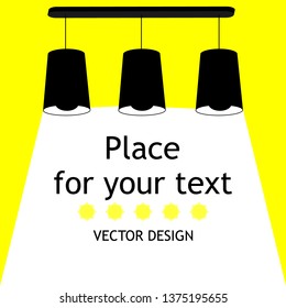 Modern interior.Vector Isolated Lamp.Lamp bulb Icon.Place for your text. 