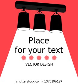Modern interior.Vector Isolated Lamp.Lamp bulb Icon.Place for your text. 