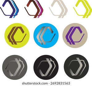 Conjunto de logotipos hexagonales entrelazados modernos Iconos de marca versátiles