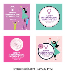 Modern International Women’s Day Square Cover - Vector.