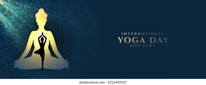 modern international yoga day banner with mediation posture for calmness vector - Shutterstock ID 2312492537