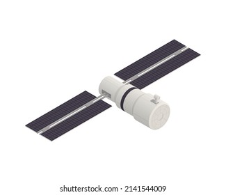 Modern internet 5g communication satellite icon on white background isometric vector illustration