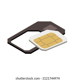 Modern internet 5g communication technology isometric composition with isolated image of sim card with tray vector illustration
