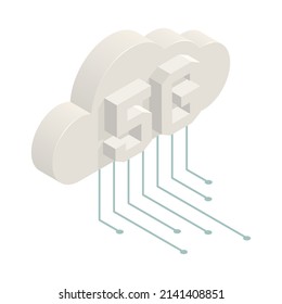 Modern internet 5g communication technology cloud isometric icon 3d vector illustration