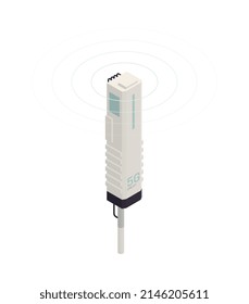 Moderne Internet 5g Kommunikationstechnologie Antenne isometrisches Symbol 3D Vektorgrafik