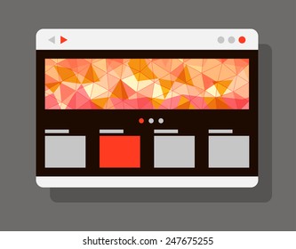 Modern internet browser window with abstract banner