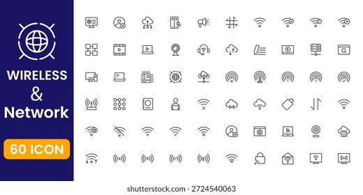 Moderno paquete de iconos de computadora de Internet, símbolos de tecnología de Web y red, iconos digitales de Vector plano para App y diseño de UI UX