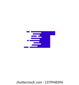 modern internet speed technology blue T logo letter design concept
