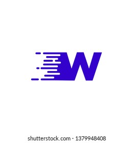 modern internet speed technology blue W logo letter design concept
