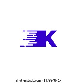 modern internet speed technology blue K logo letter design concept