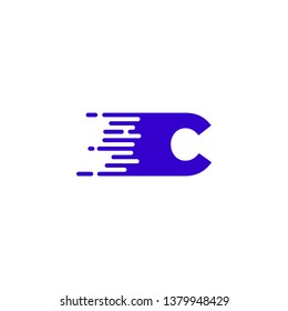 modern internet speed technology blue C logo letter design concept