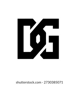 Logotipo moderno de DG Monogram entrelazado que representa la colaboración, los conceptos digitales o la marca Corporativa