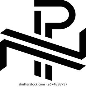  Logotipo moderno del monograma de NP entrelazado