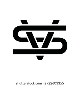 Logotipo moderno del monograma de SV entrelazado