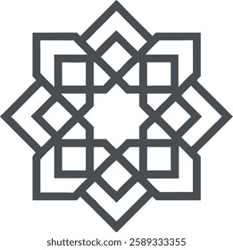 A modern interwoven geometric Islamic pattern forming a square-star hybrid.