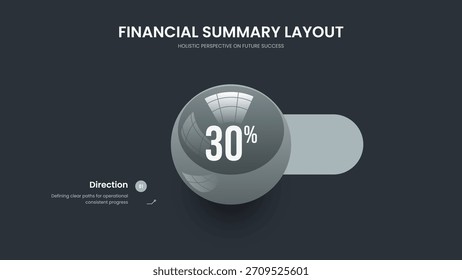 Introducción moderna Diseño de presentación de diapositivas de gráfico de 1 elemento. Rendimiento del inversor Diagrama de una opción Plantilla de marco. Ilustración vectorial de diseño de presentación de Financial Overview.