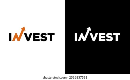 Marca de palavras moderna do design do logotipo de crescimento do investimento. Seta abstrata formas logotipo design na letra N ilustração vetorial gráfico. Símbolo, ícone, criativo.