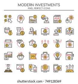 Modern Investments , Thin Line and Pixel Perfect Icons
