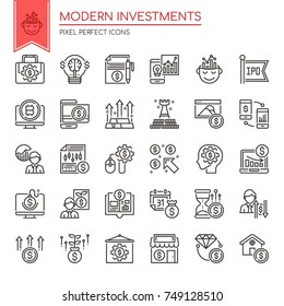 Modern Investments , Thin Line and Pixel Perfect Icons
