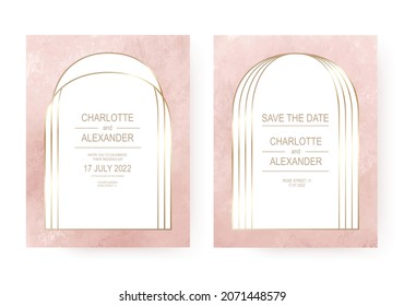 Modern invitation card background design with gold decorative frame.