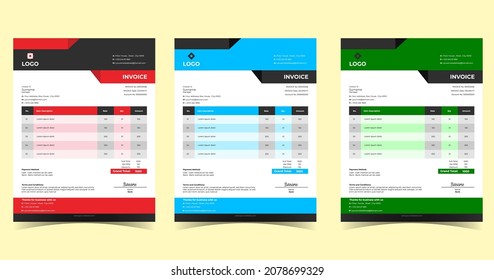 Modern invoice design, Modern bill design, corporate bill and invoice design