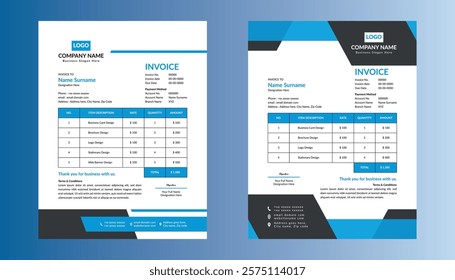 Modern Invoice Design in Bundle. Dynamic Template Display for Promotional Campaign.