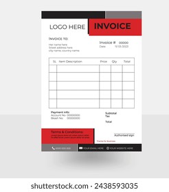 Modern invoice design layout for corporate company template, vector