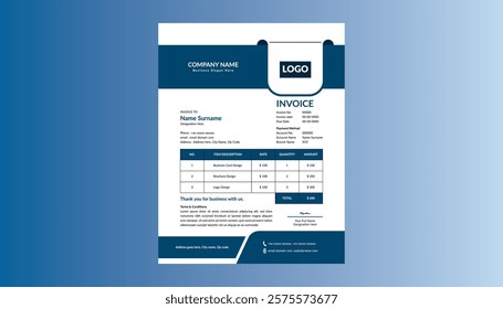 Modern Invoice Design. Luxurious Template Display for Promotional Campaign.