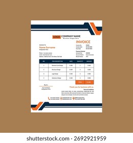 Modern Invoice Design. Minimal Layout Display for Promotion.