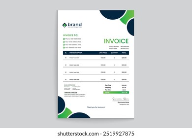 Modern invoice design professional style