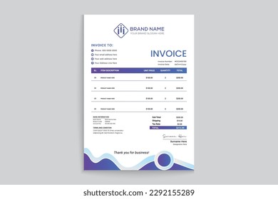Modern invoice design template design